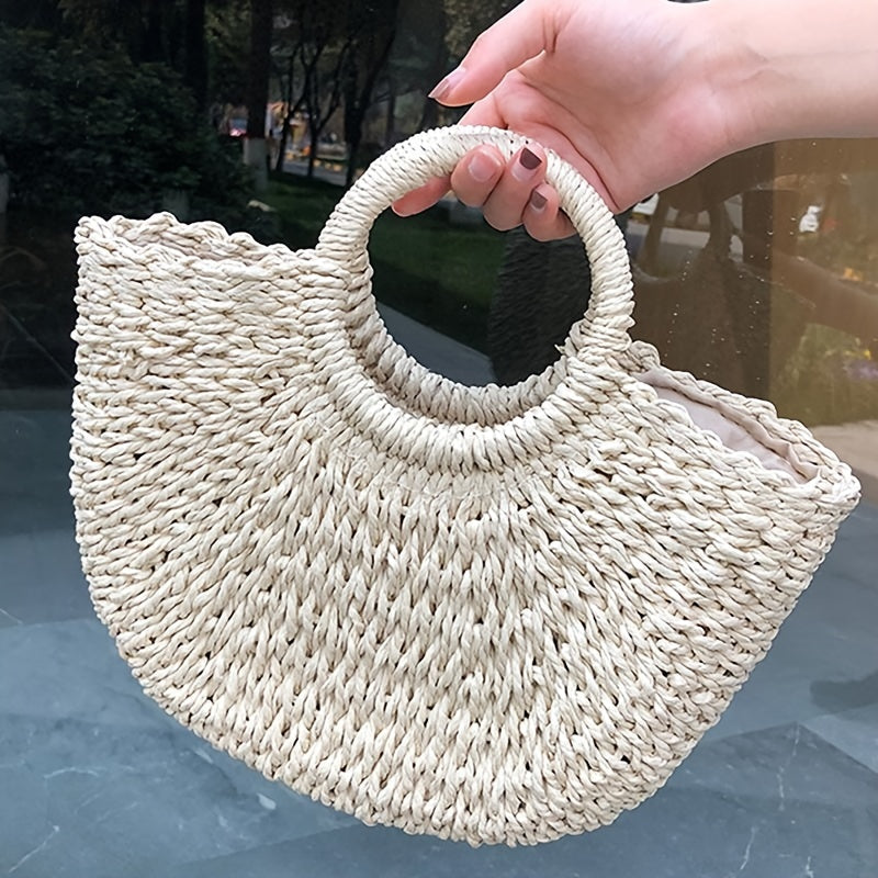 Ibiza | Bolso en forma de media luna de paja trenzada
