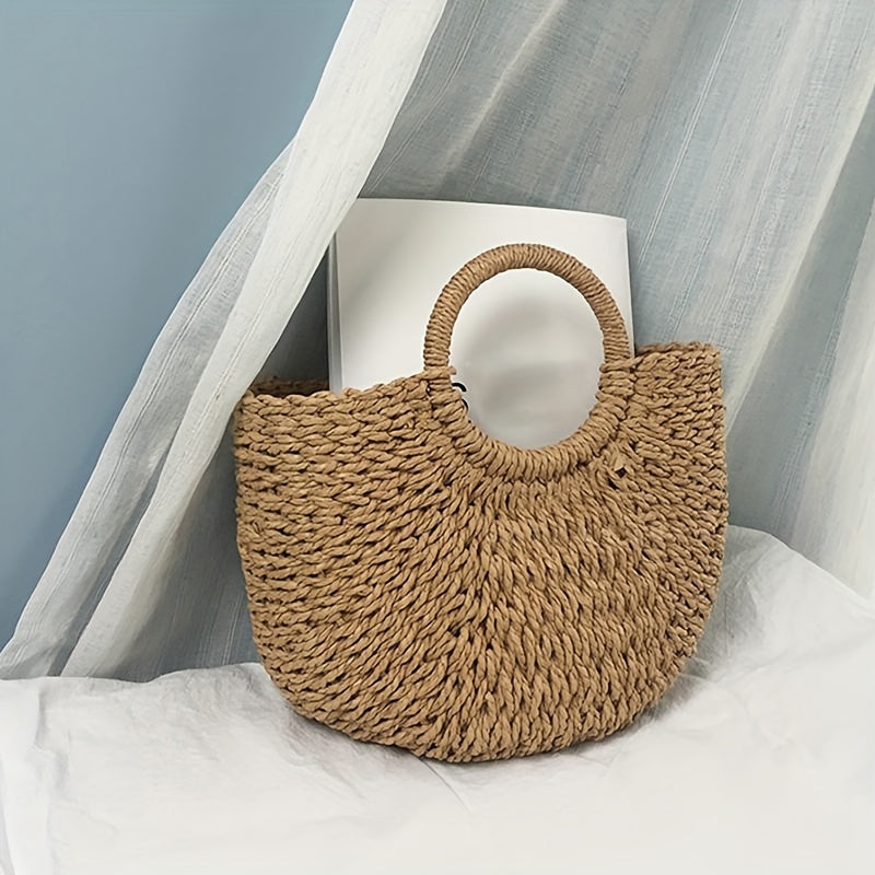 Ibiza | Bolso en forma de media luna de paja trenzada
