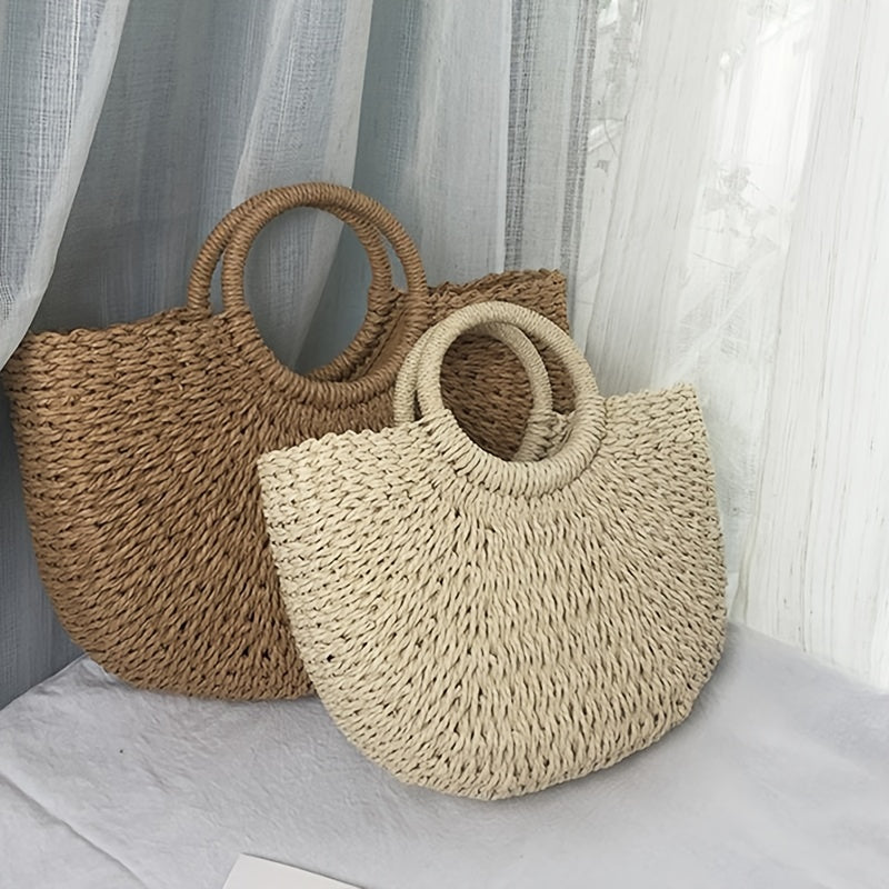 Ibiza | Bolso en forma de media luna de paja trenzada