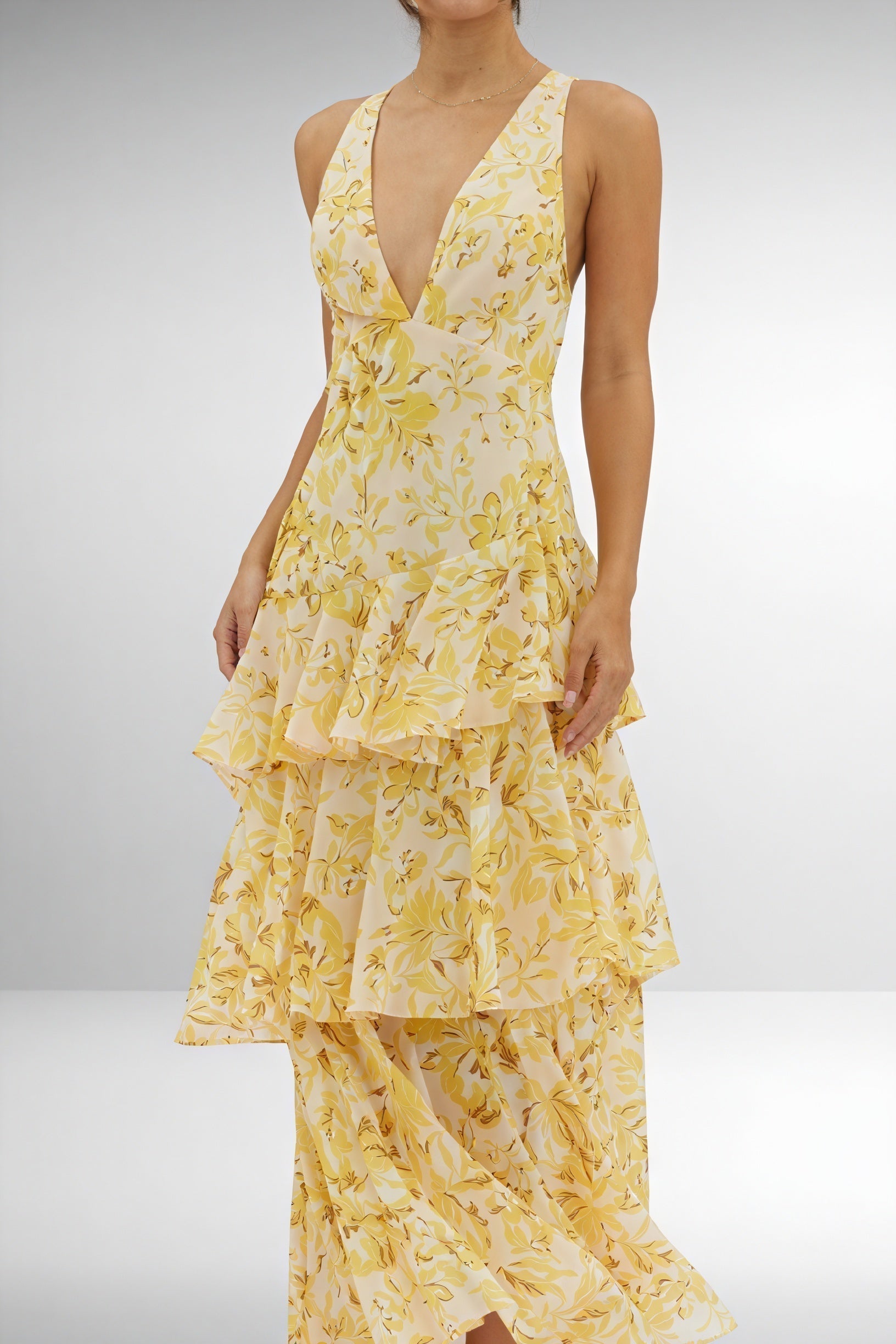 Desiré | Vestido con Estampado Floral y Escote Profundo