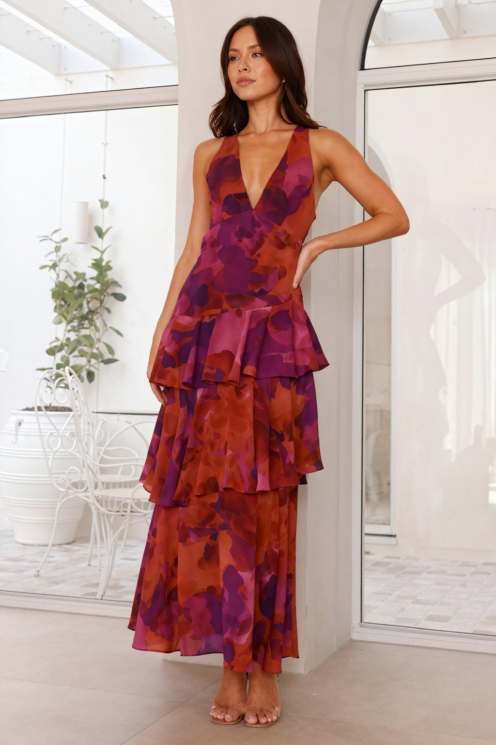 Desiré | Vestido con Estampado Floral y Escote Profundo