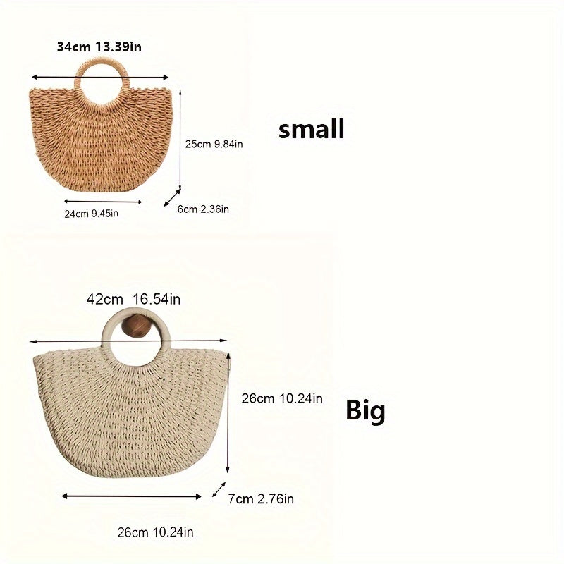 Ibiza | Bolso en forma de media luna de paja trenzada
