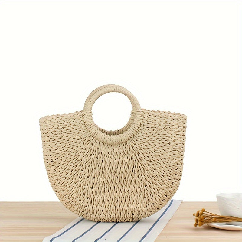 Ibiza | Bolso en forma de media luna de paja trenzada