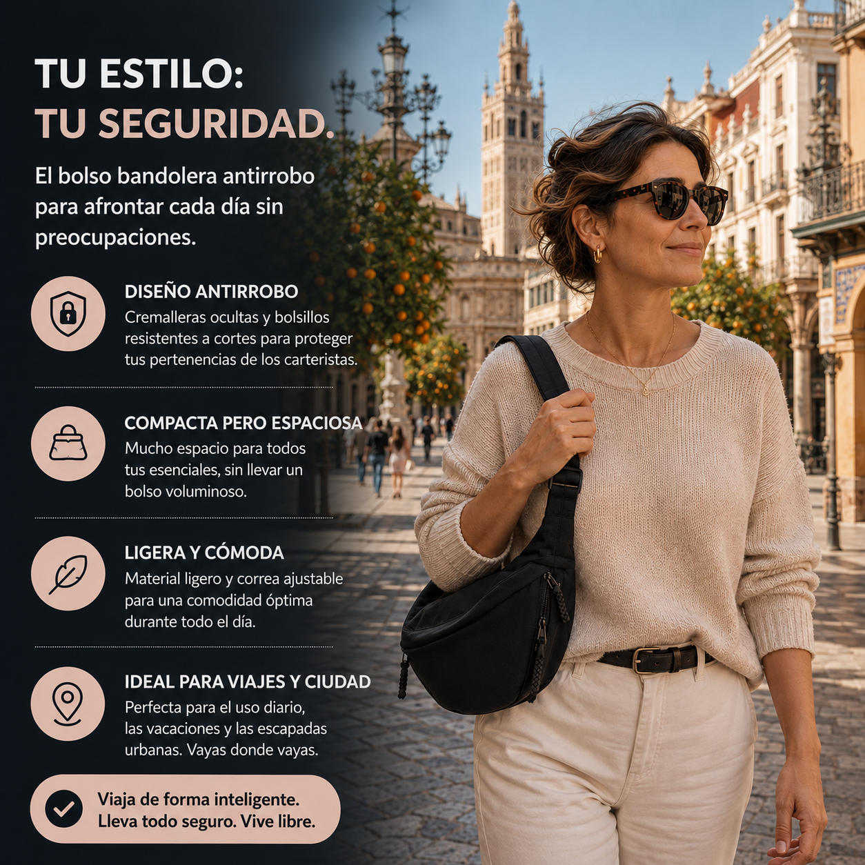 Maravela | Bolso de hombro antirrobo