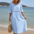 Altea | Vestido Largo de Lino con Efecto Vientre Plano