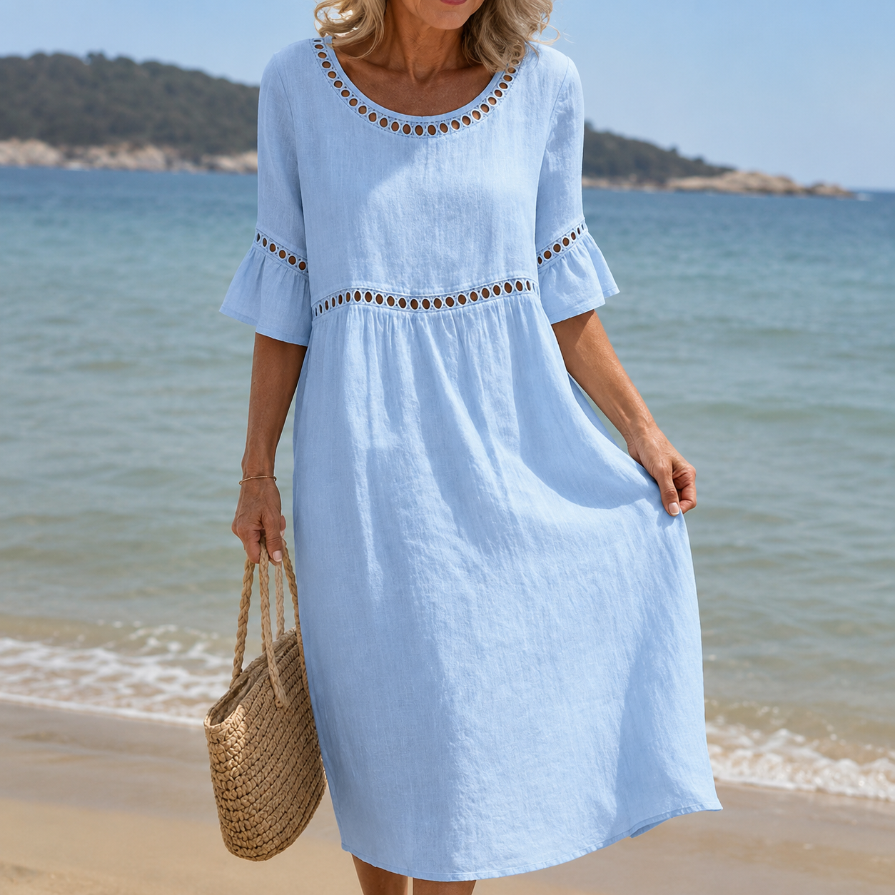 Altea | Vestido Largo de Lino con Efecto Vientre Plano