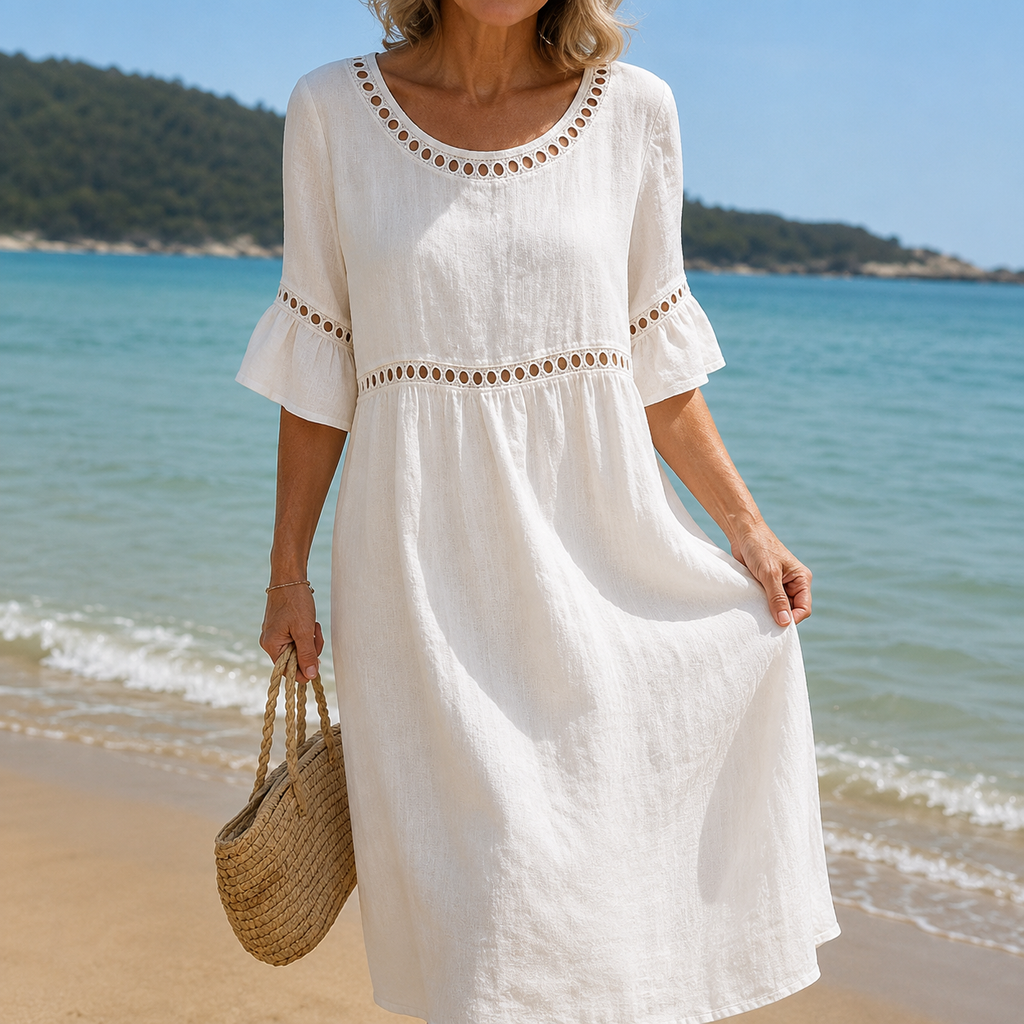 Altea | Vestido Largo de Lino con Efecto Vientre Plano