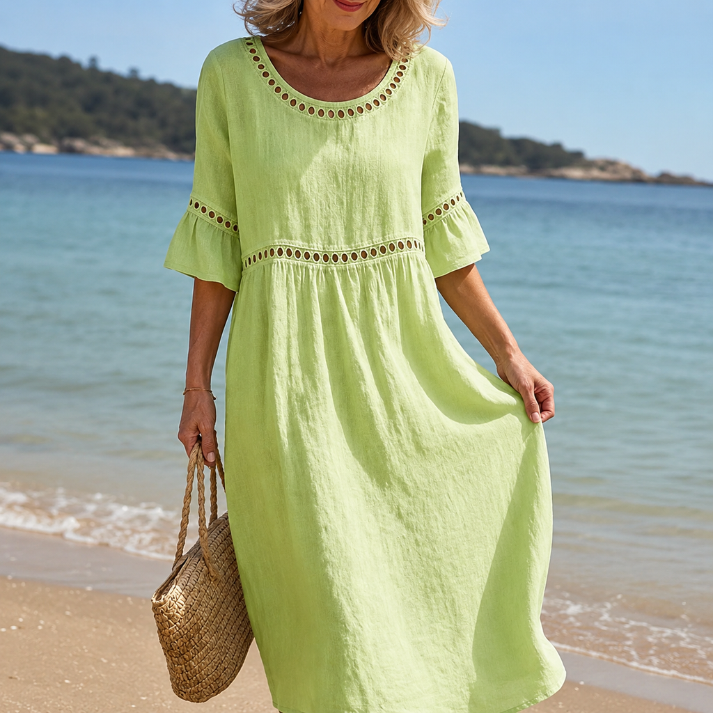 Altea | Vestido Largo de Lino con Efecto Vientre Plano