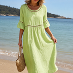 Altea | Vestido Largo de Lino con Efecto Vientre Plano