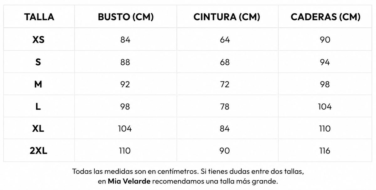 Guía de tallas