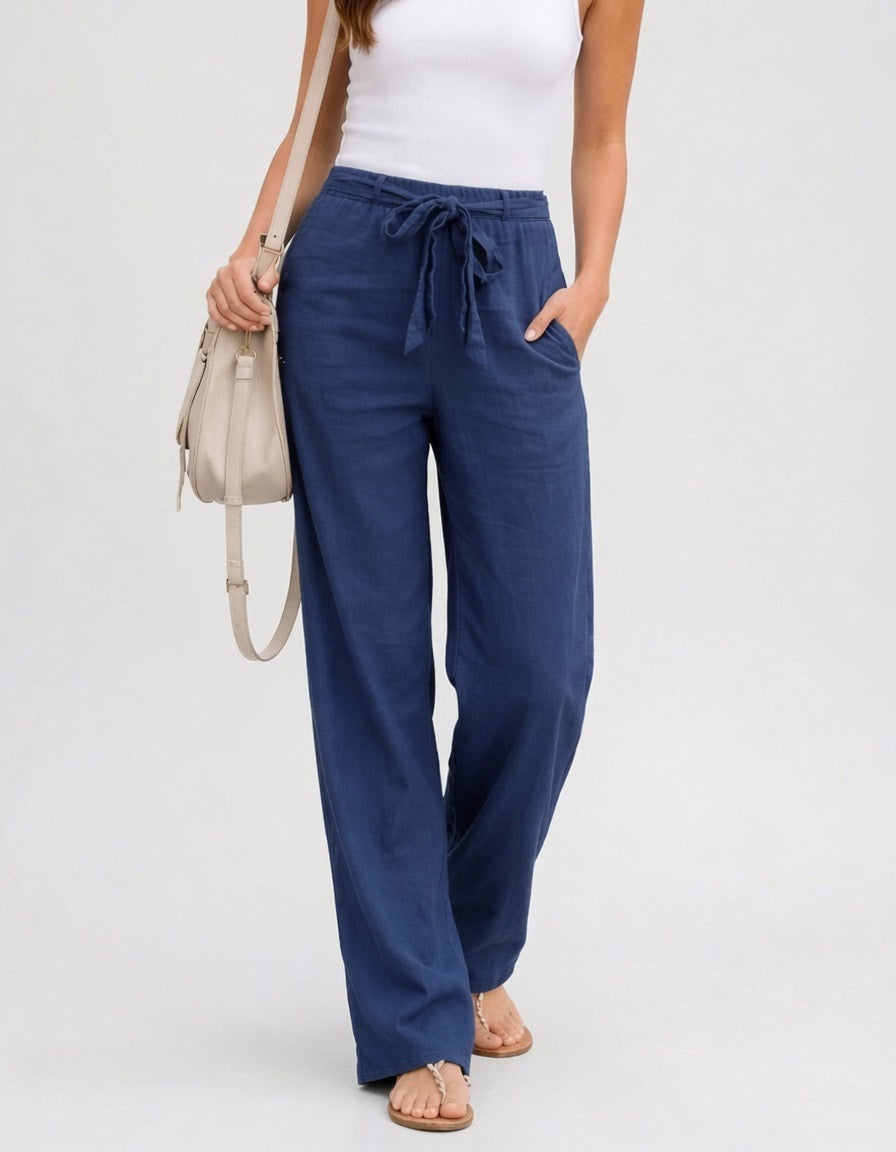 PANTALONES ANCHOS DE LINO