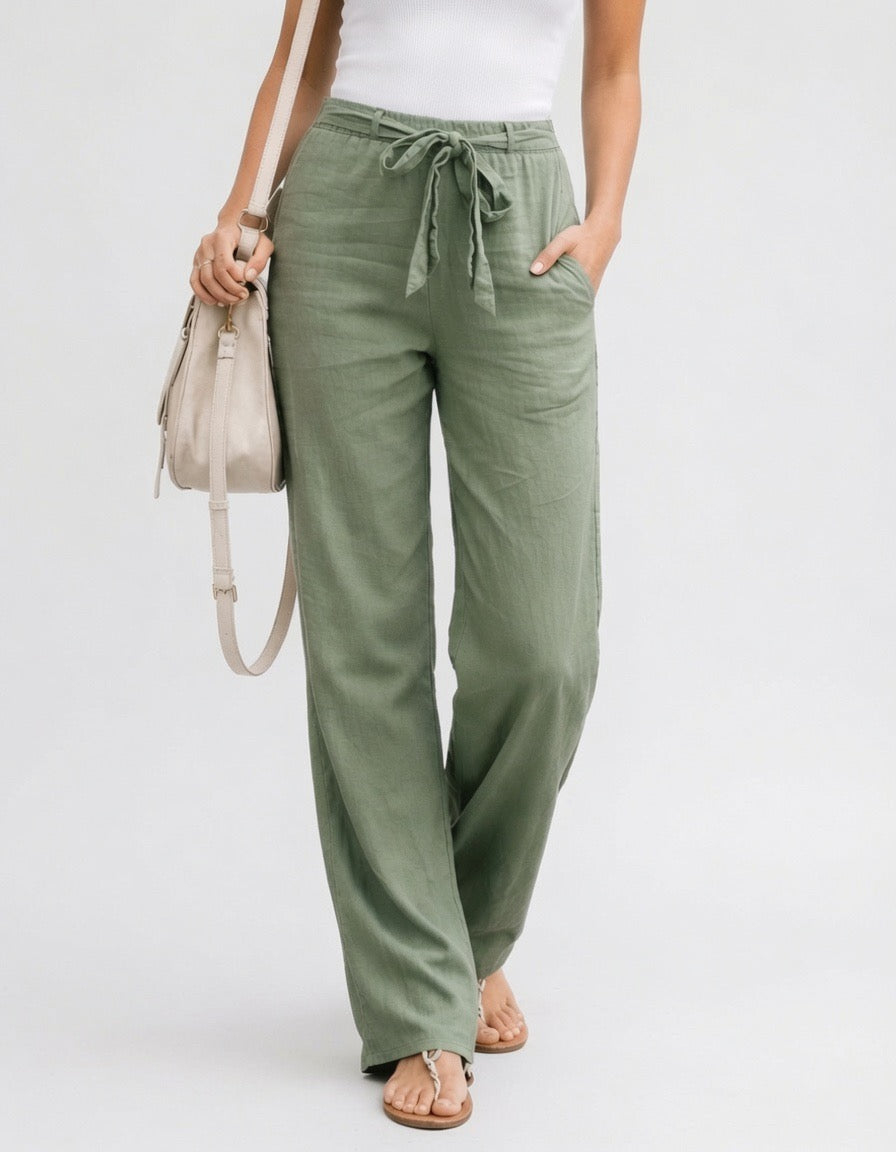 PANTALONES ANCHOS DE LINO