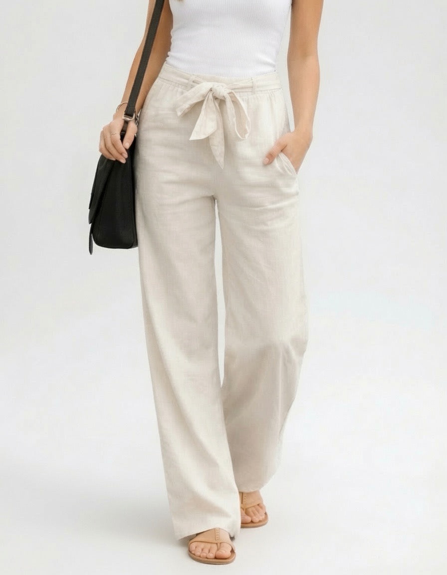 PANTALONES ANCHOS DE LINO