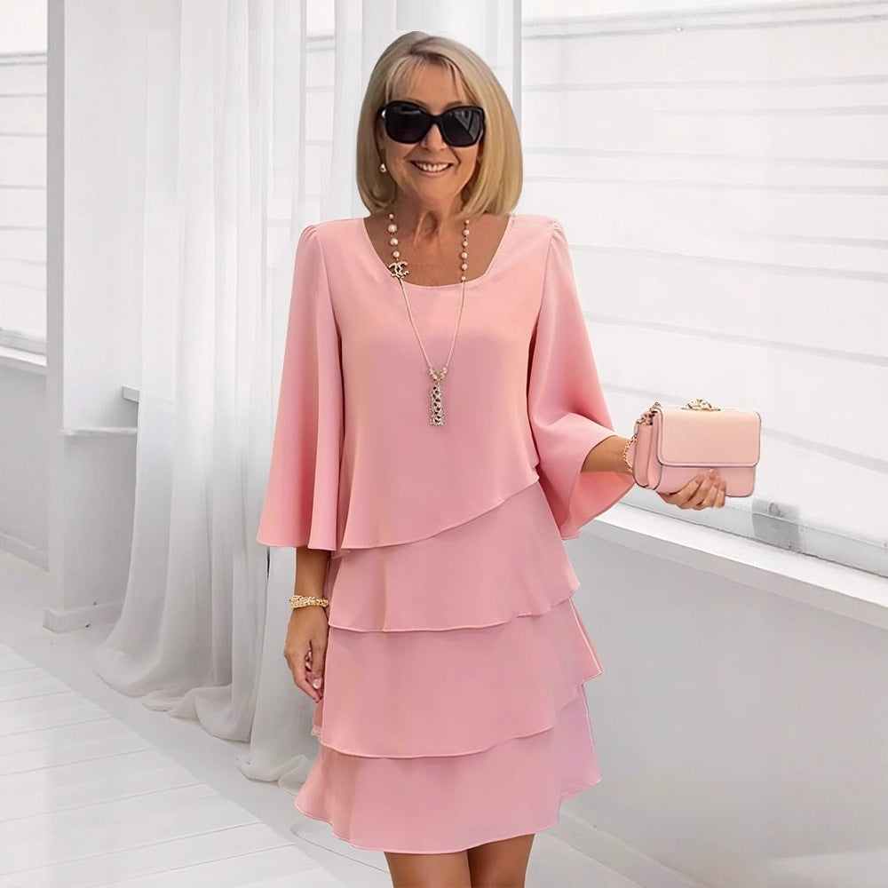 María | Elegante vestido midi con volantes