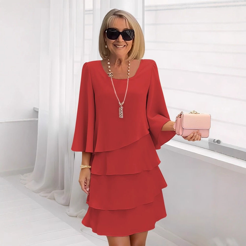 María | Elegante vestido midi con volantes