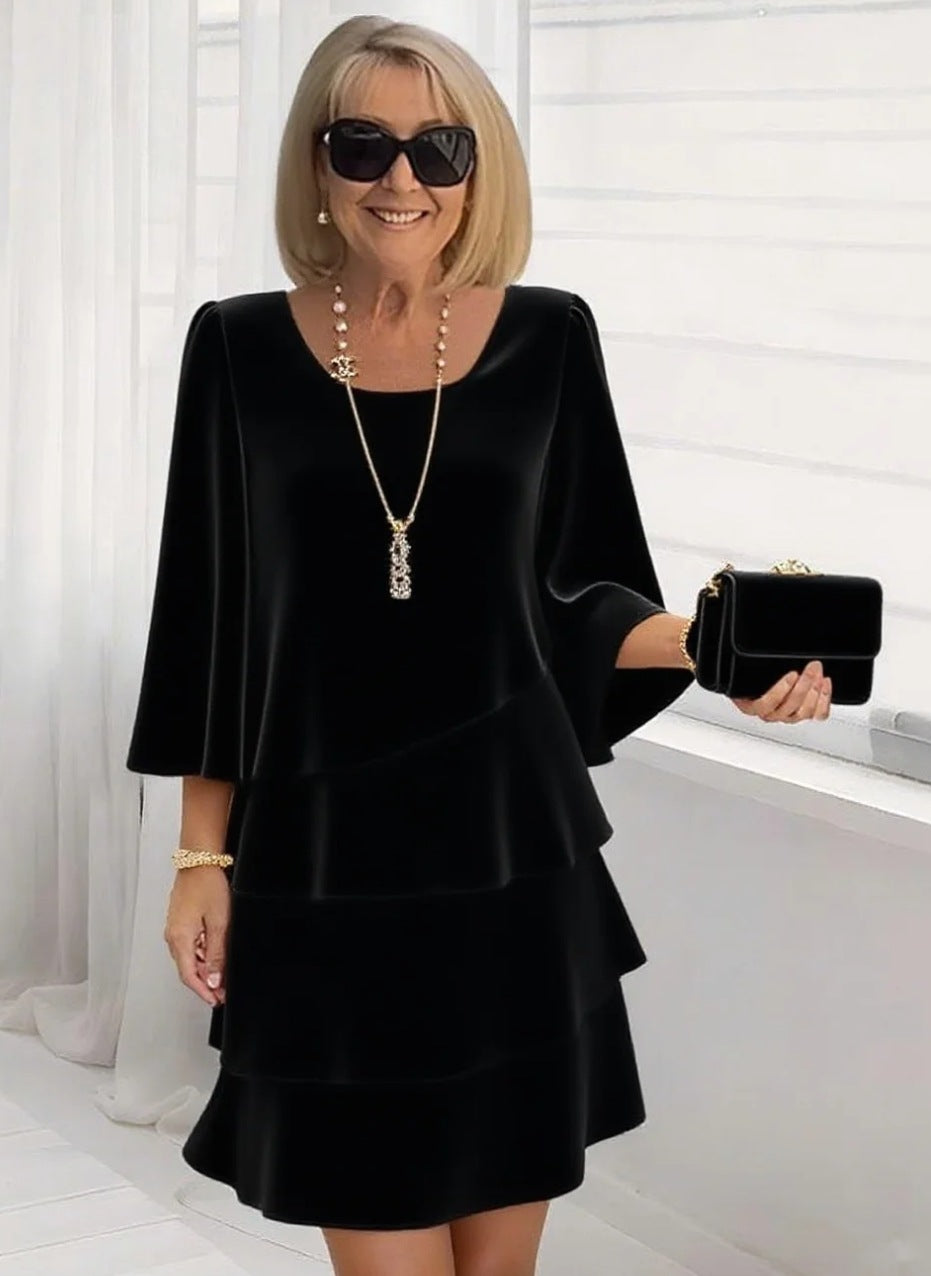 María | Elegante vestido midi con volantes