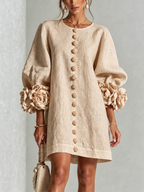 Vestido Elegante con Botones y Diseño Floral