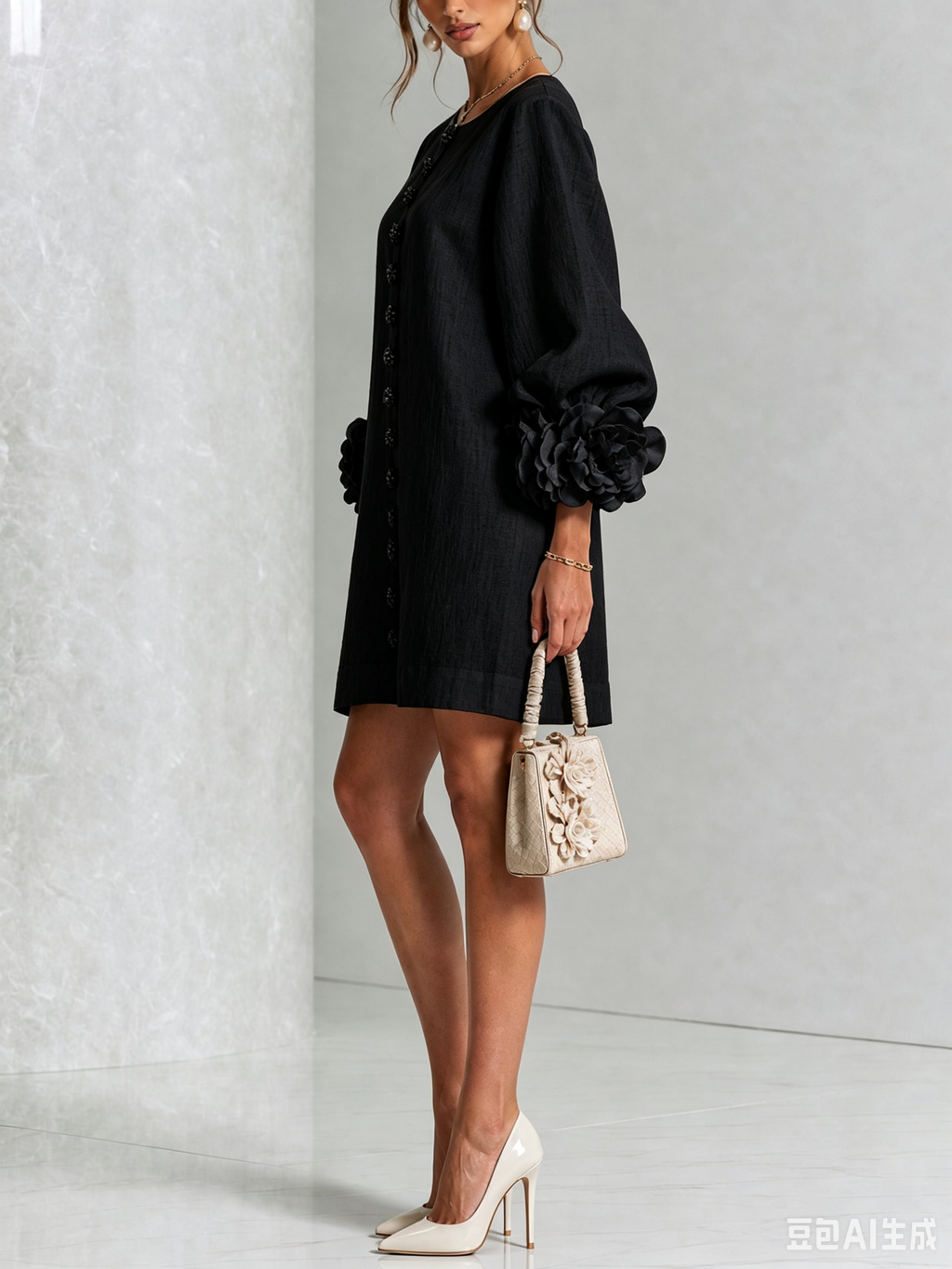 Vestido Elegante con Botones y Diseño Floral