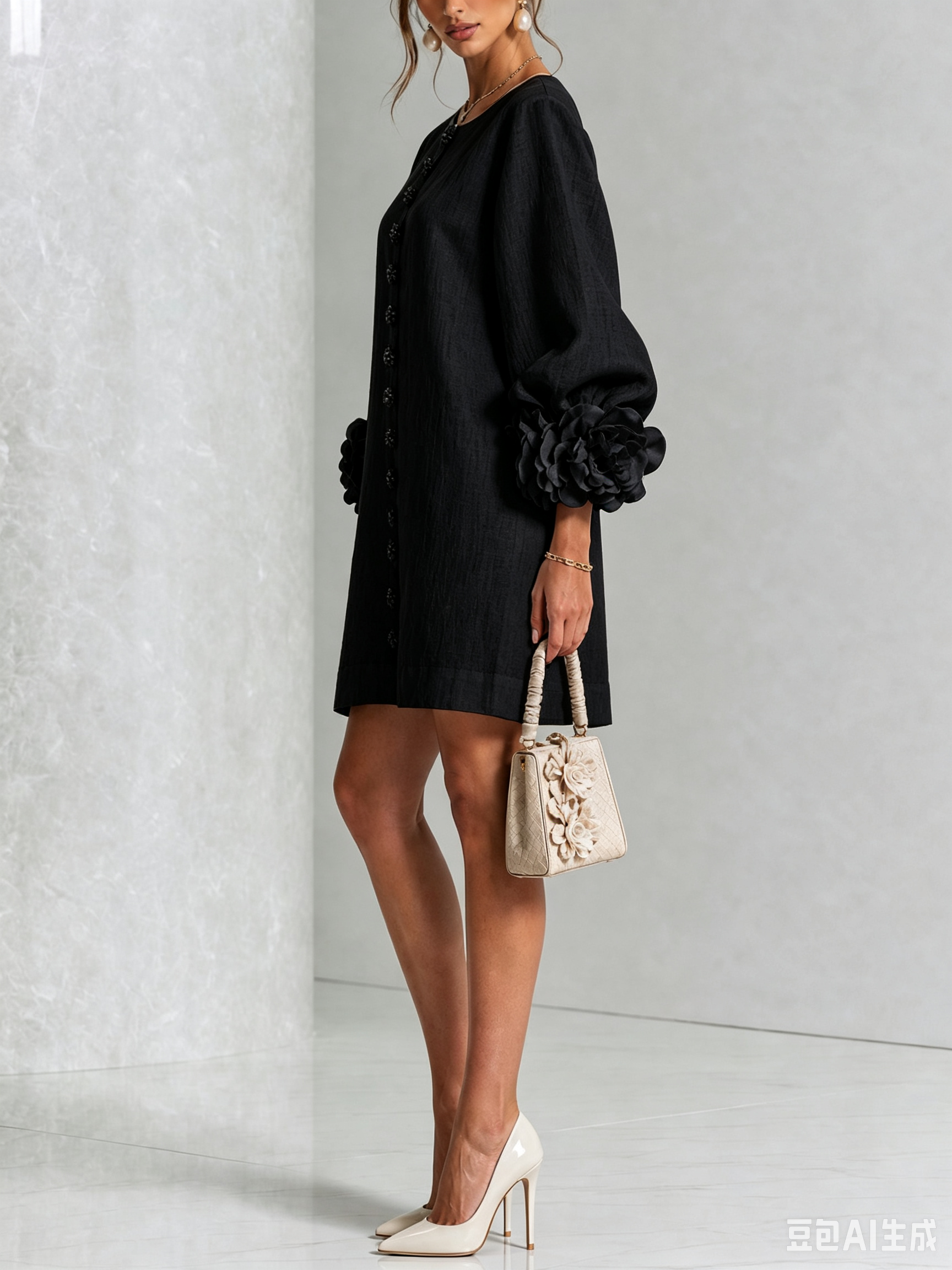 Vestido Elegante con Botones y Diseño Floral