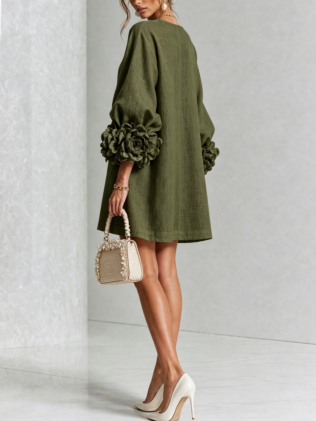 Vestido Elegante con Botones y Diseño Floral