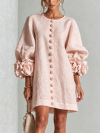 Vestido Elegante con Botones y Diseño Floral