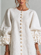 Vestido Elegante con Botones y Diseño Floral