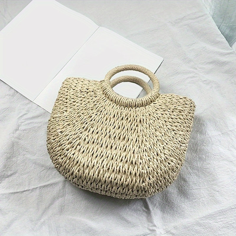 Ibiza | Bolso en forma de media luna de paja trenzada