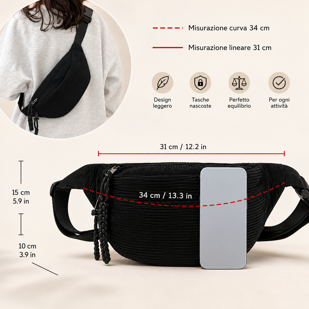 Celeste | Borsa a Spalla Velluto a Coste